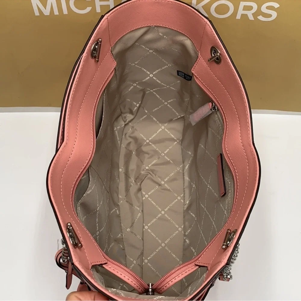 MICHAEL KORS Jet Set Large X Chain Saffiano Leather Shoulder Tote PRIMROSE NWT
